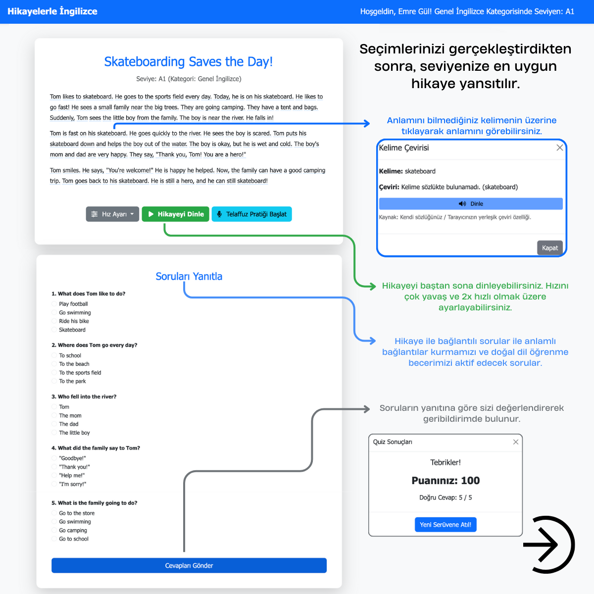 Akıcı Dinleme Pratiği Ekran Görüntüsü